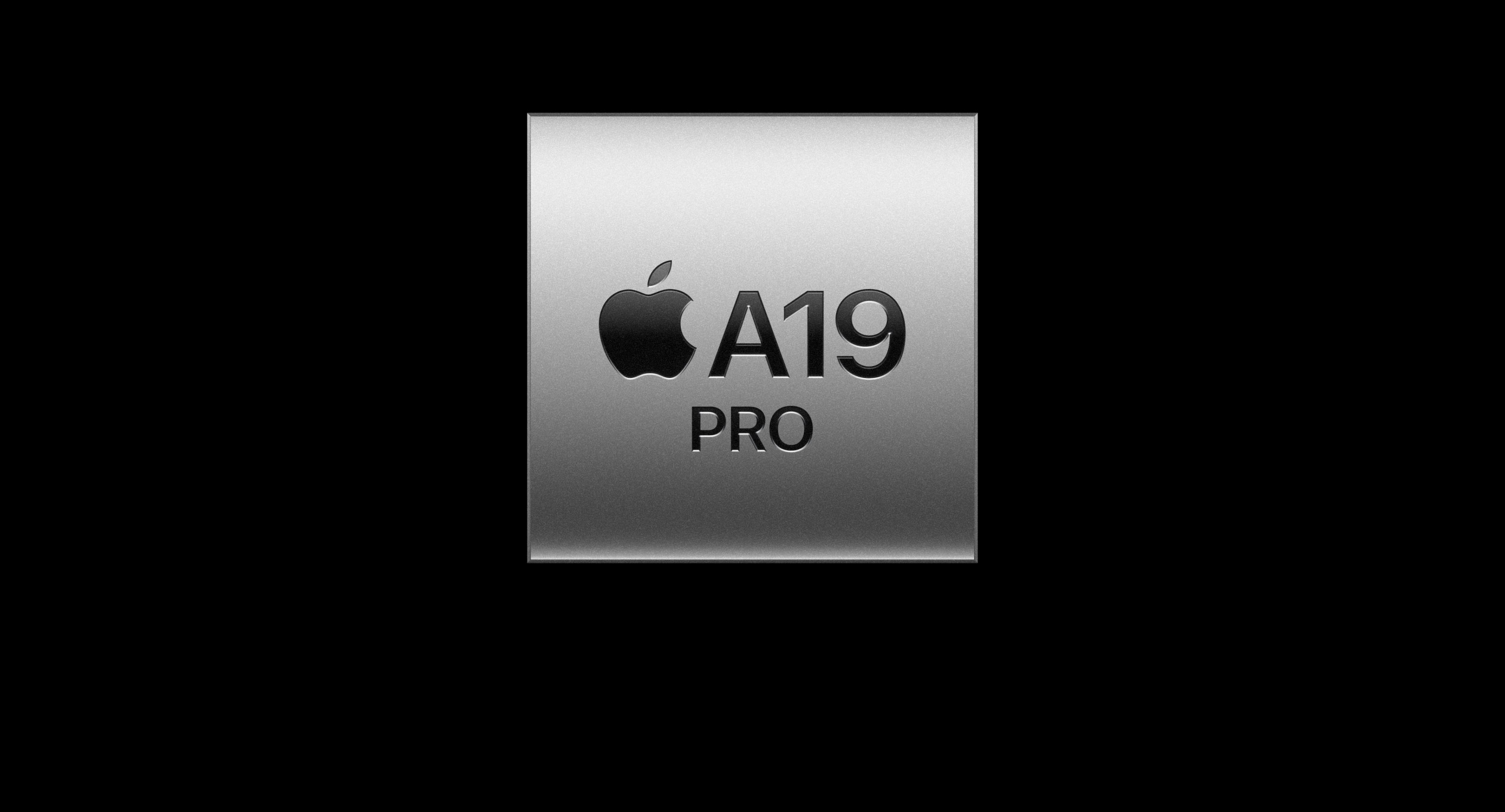 A19 Pro feliratú Apple-chip sötét háttéren.