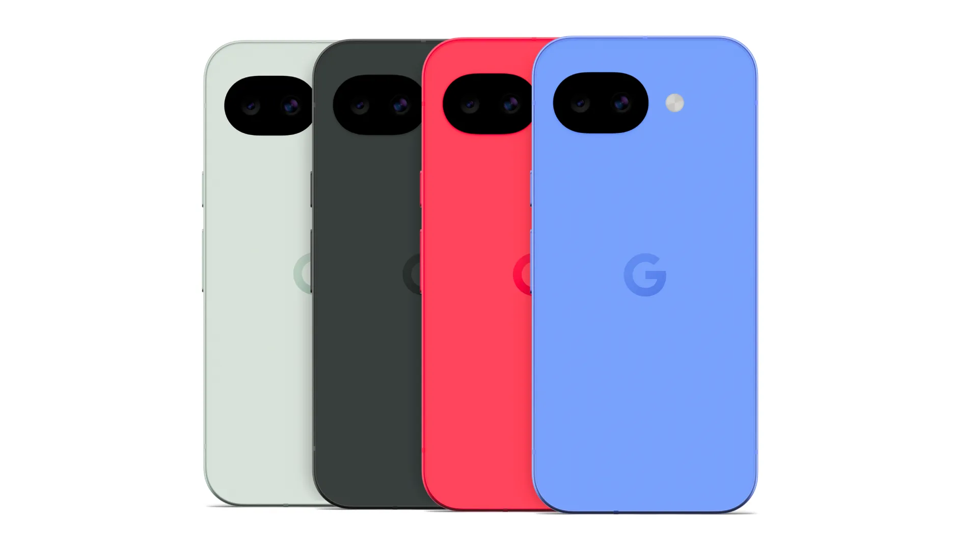 Négy Google Pixel 10a telefon hátlapja különböző színekben.