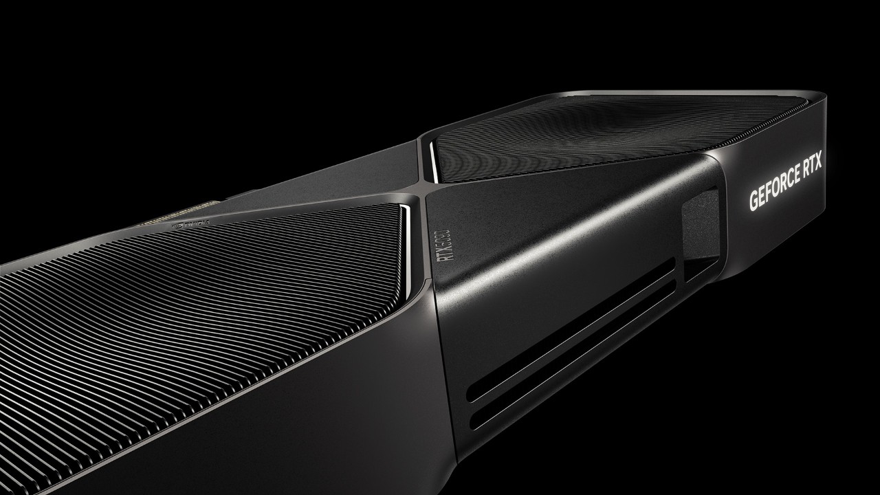 Nvidia GeForce RTX 5090 Founders Edition videokártya fekete háttér előtt.