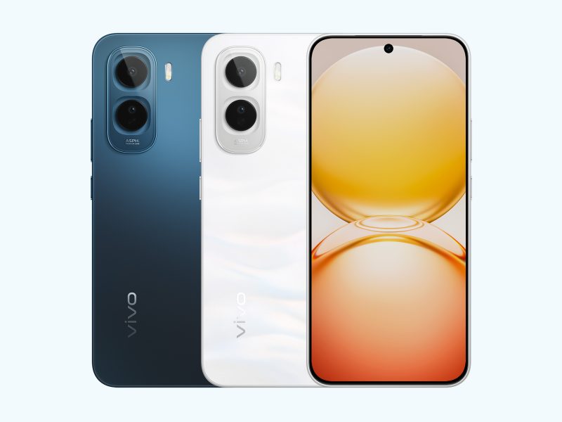 Vivo Y500 4G kék és fehér színben, előlapi és hátlapi nézettel.