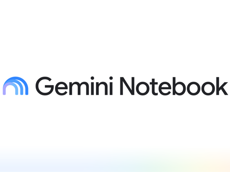 Gemini Notebook felirat és új ikon fehér háttéren.