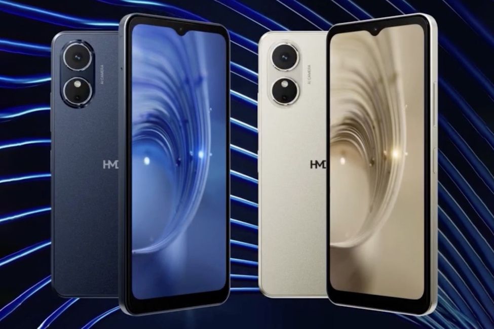 HMD Arc 2 telefonok sötétkék és aranybézs színben