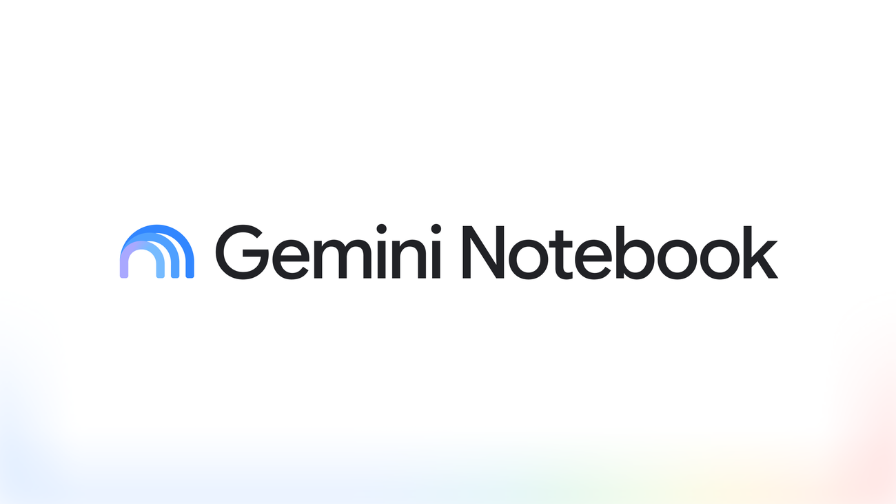 Gemini Notebook felirat és új ikon fehér háttéren.