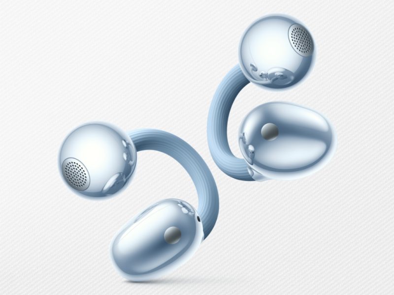 Világoskék Huawei FreeClip 2 open-ear fülhallgató C-Bridge kialakítással.