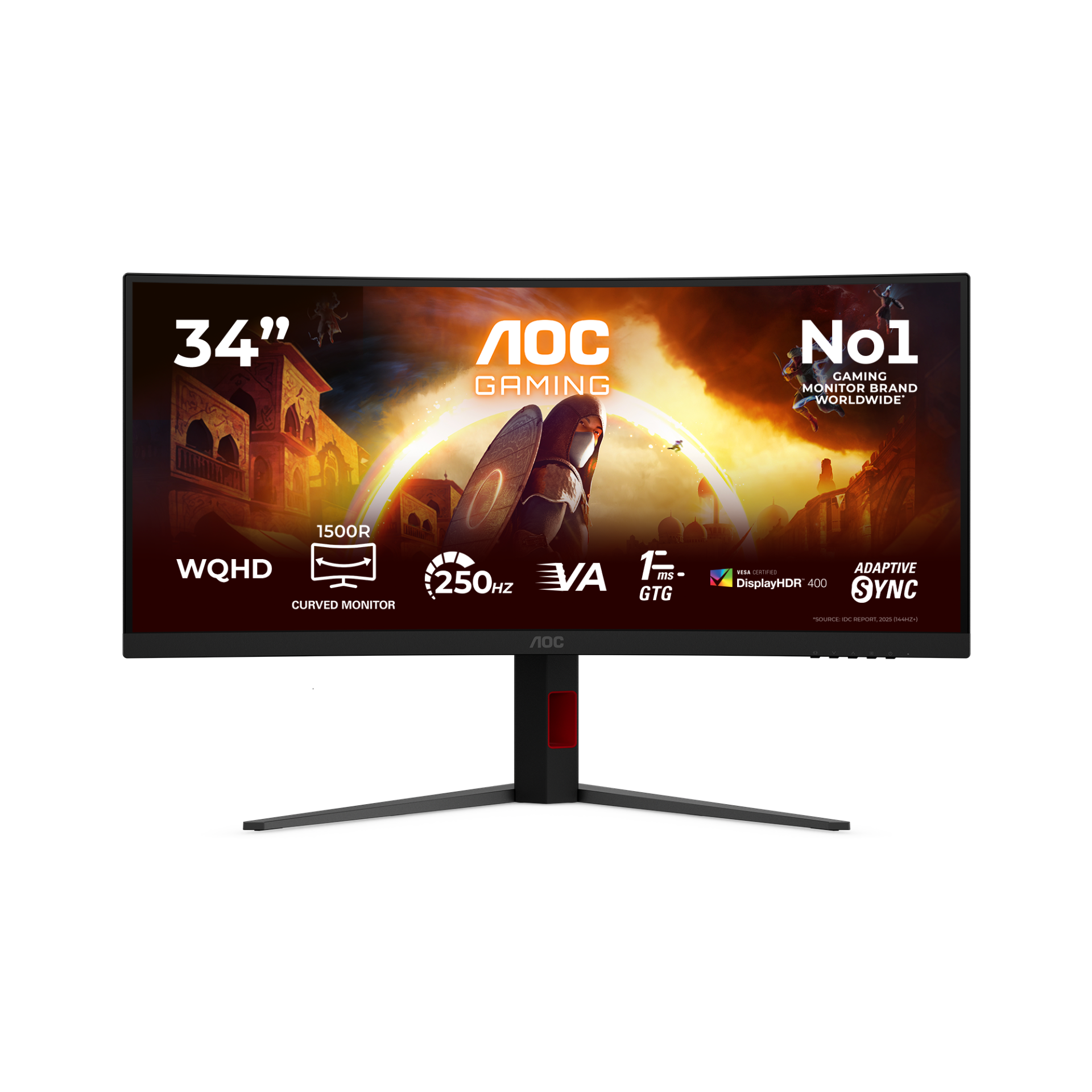AOC GAMING CU34G4ZCA ívelt, 34 hüvelykes ultrawide monitor hivatalos termékképen.