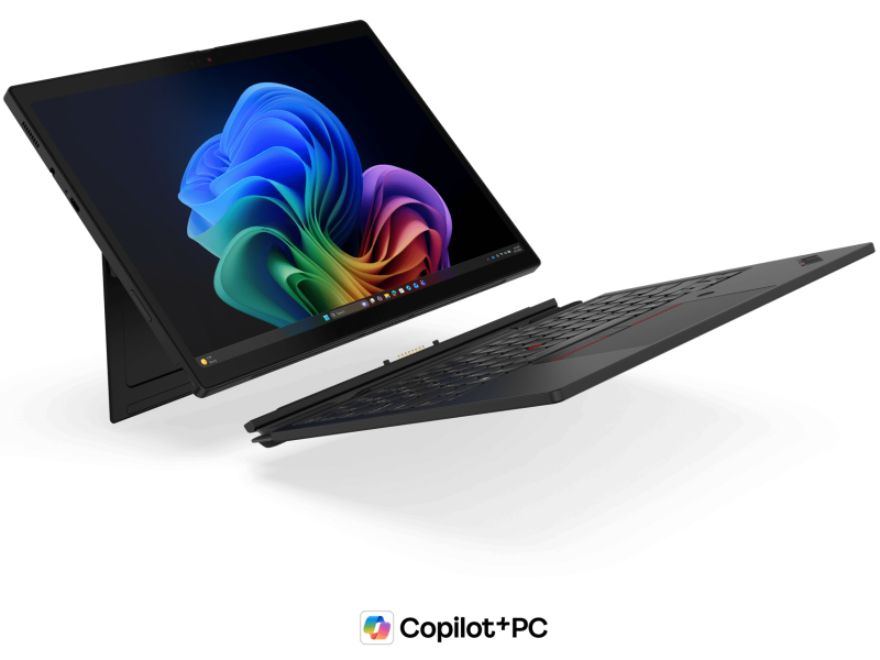 Lenovo ThinkPad X13 Detachable Gen 1 leválasztott billentyűzettel és kitámasztott kijelzővel.