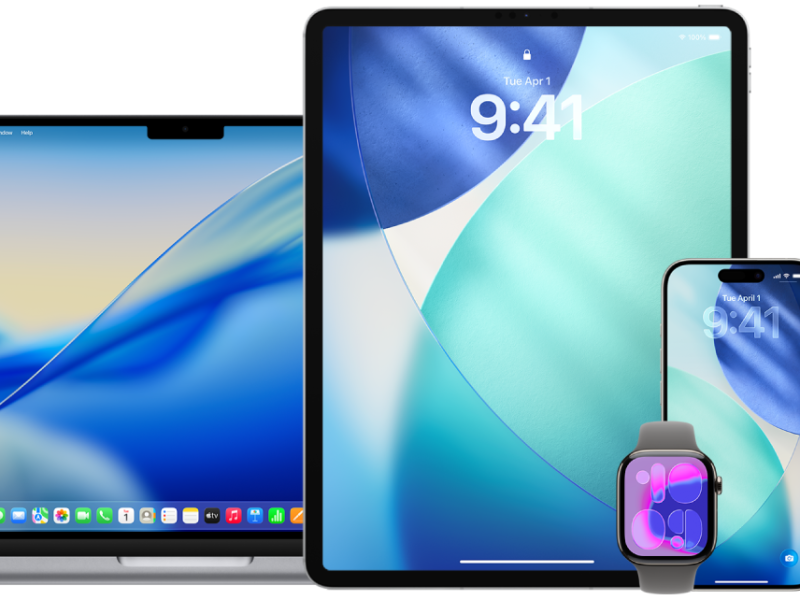 MacBook, iPad, iPhone, Apple Watch és HomePod egy Apple támogatási illusztráción.