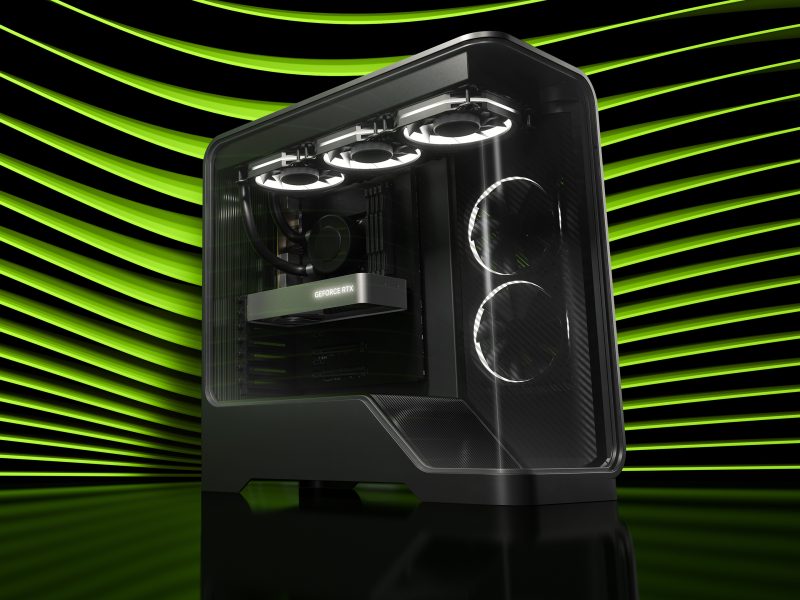Nvidia GeForce RTX 5070 Ti grafikus kártya egy asztali PC-ben.