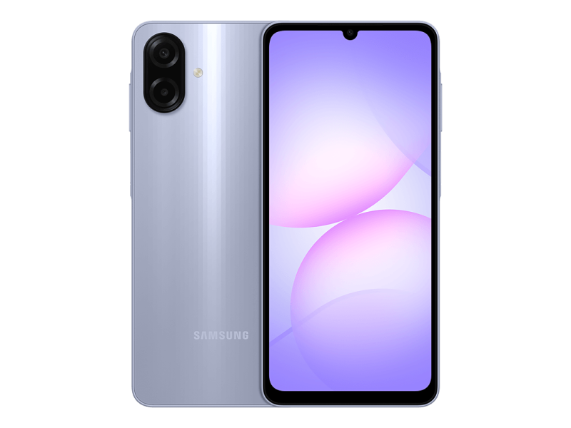 A Samsung Galaxy A07 4G előlapi és hátlapi nézetben.
