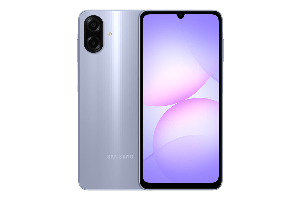 A Samsung Galaxy A07 4G előlapi és hátlapi nézetben.