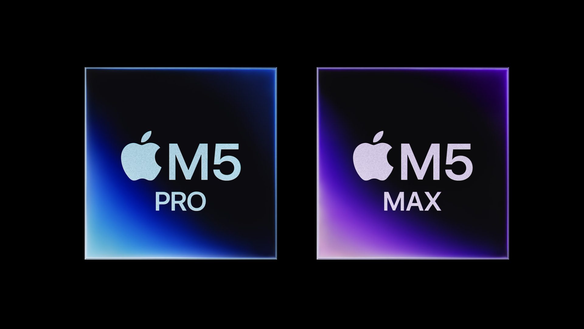 Apple M5 Pro és M5 Max chiprender fekete háttéren.