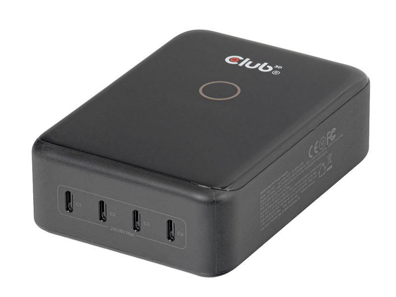 Club3D CAC-1933 USB-C töltő négy előlapi USB-C porttal.