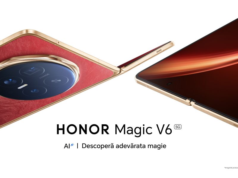 HONOR Magic V6 Red gyártói renderen, nyitott hajlítható kijelzővel.