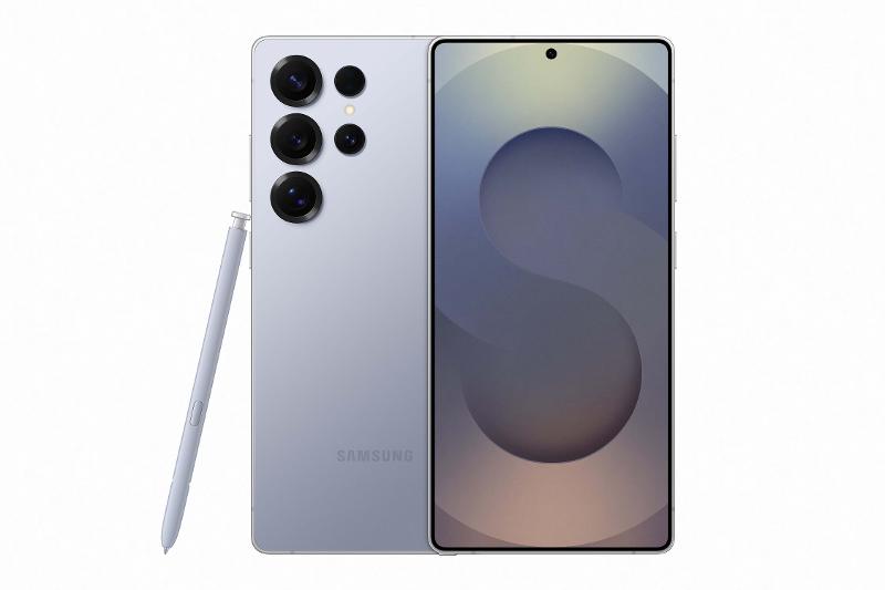 Galaxy S25 Ultra hivatalos termékképen, elölről, hátulról és S Pennel.