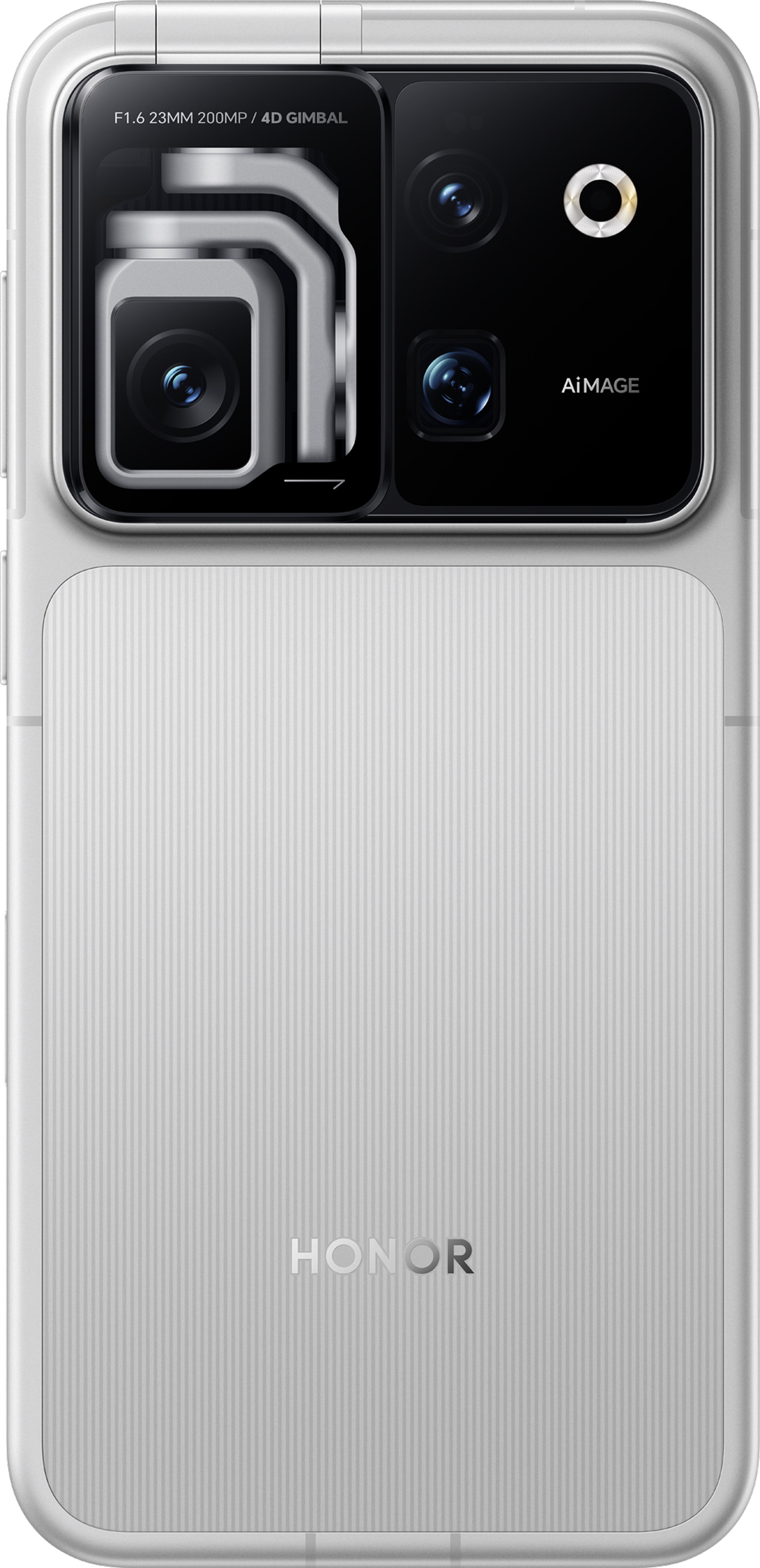 A Honor Robot Phone hátlapja a kamerablokkal és a 4D gimbal jelöléssel.