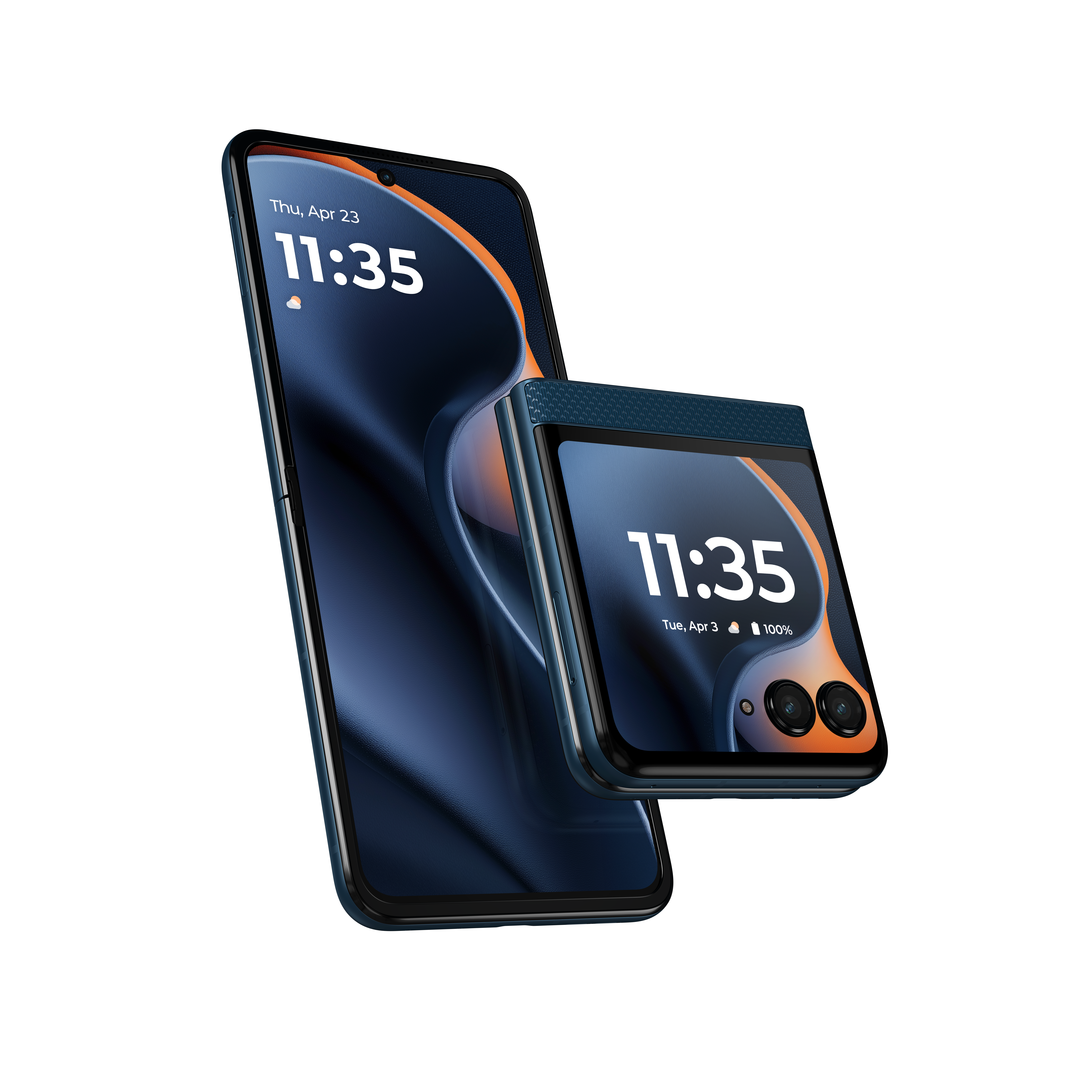 Motorola Razr 60 hajlítható telefon hivatalos renderen, nyitott és összecsukott nézetben.