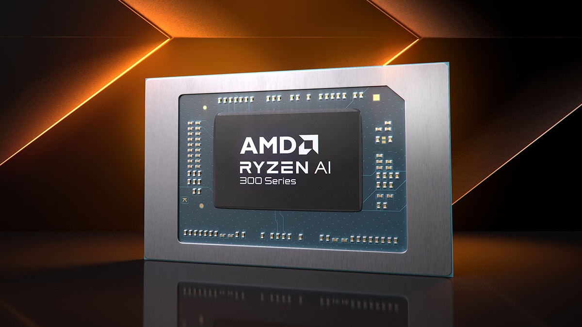 AMD Ryzen AI 300 Series mobilprocesszor hivatalos termékképe.