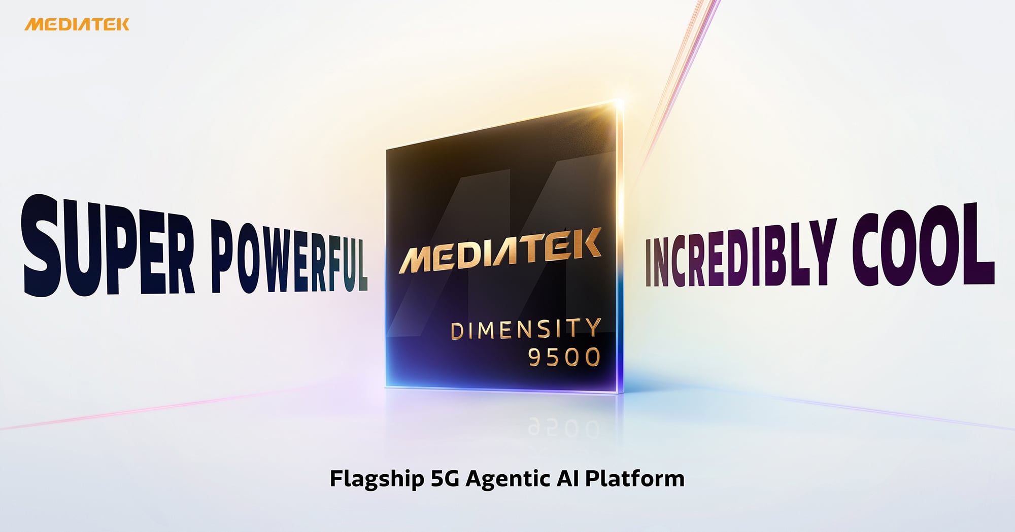 MediaTek Dimensity 9500 chipet ábrázoló hivatalos termékvizuál.