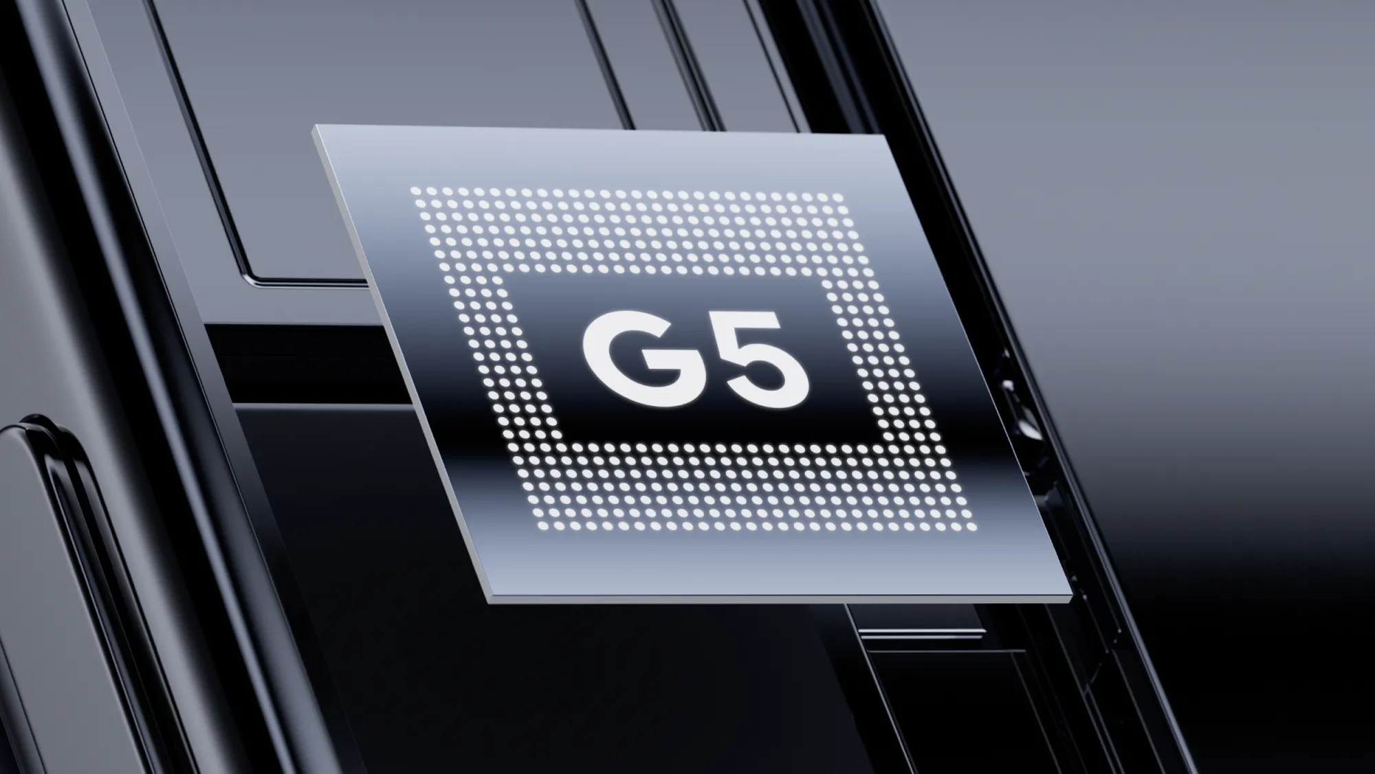 Google Tensor G5 chipet ábrázoló hivatalos promóciós kép.
