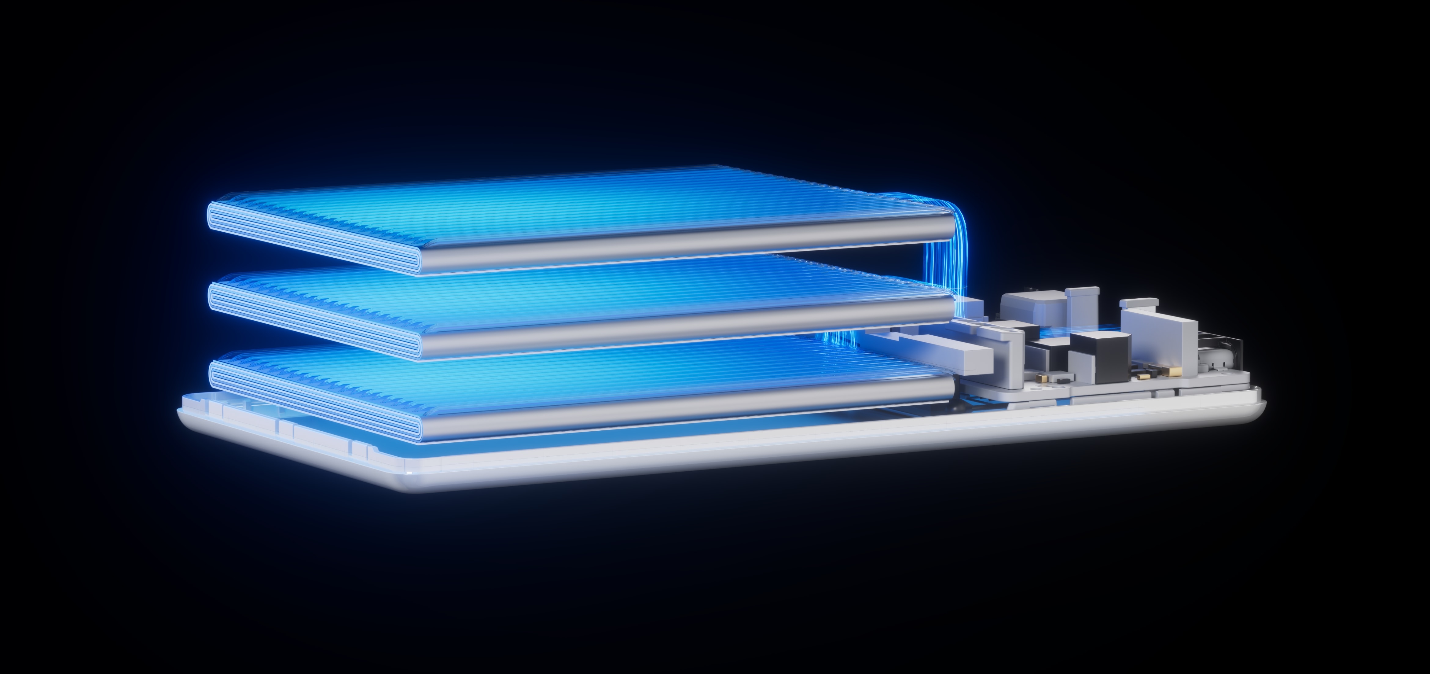 A Huawei power bank belső felépítését ábrázoló gyártói illusztráció.