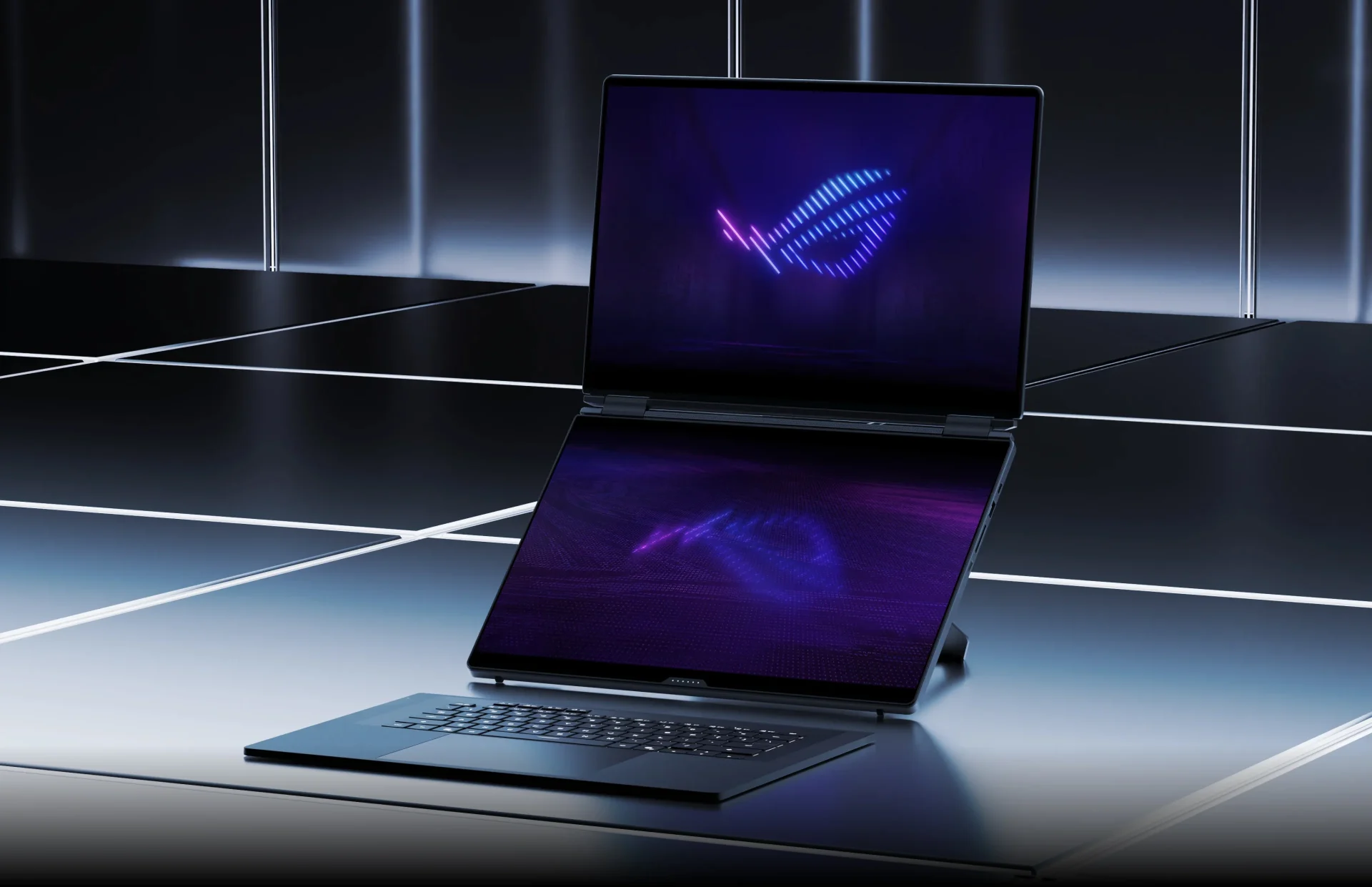 Asus ROG Zephyrus Duo GX651 két kijelzővel és külön billentyűzettel.