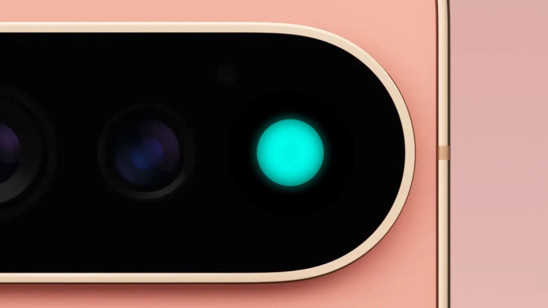 Pixel 11 Pro hátlapi kameracsíkja, a vaku körül világító HiLight fénnyel.