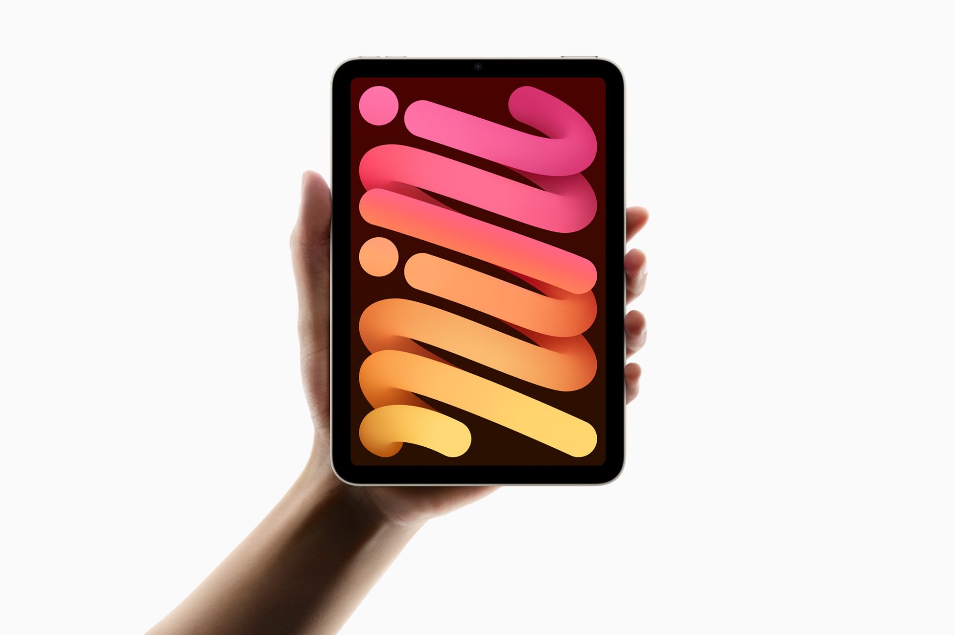 Kézben tartott 2024-es iPad mini színes kijelzővel.