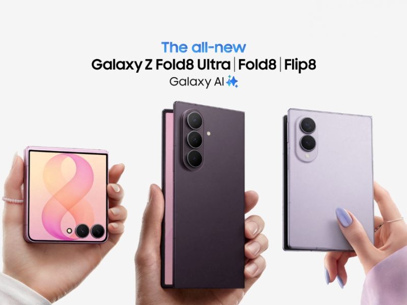 Galaxy Z Fold8 Ultra, Galaxy Z Fold8 és Galaxy Z Flip8 hivatalos Samsung sajtóképen.