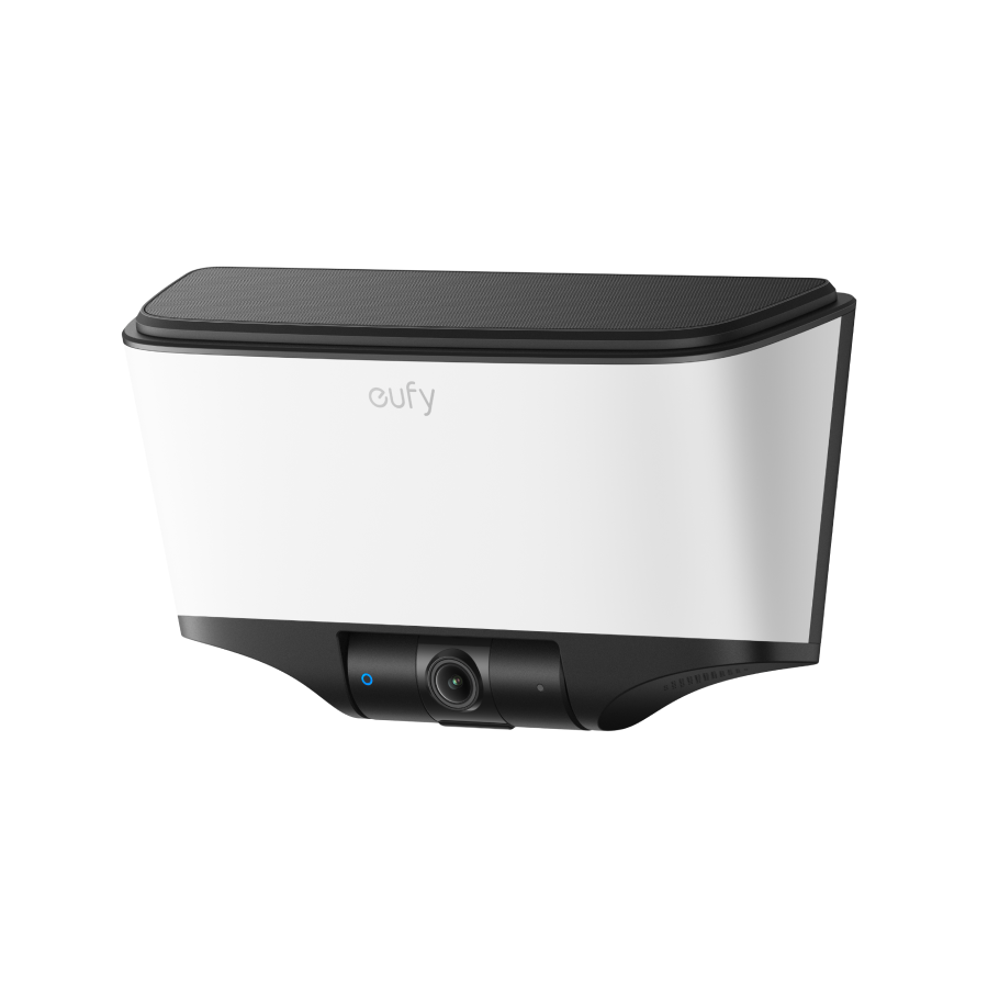 Az eufy Wall Light Cam S4 kültéri fali lámpakamera fehér-fekete házzal.