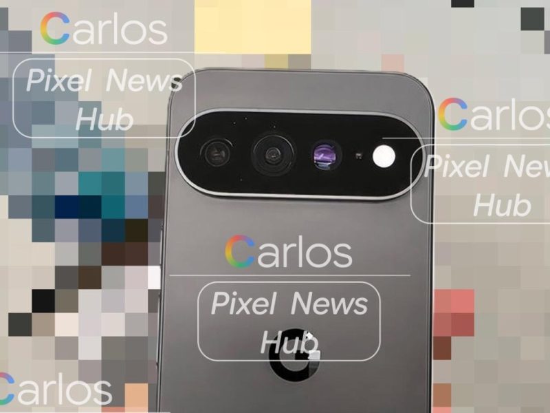 Vízjeles szivárgott fotó egy állítólagos fekete Pixel 11 Pro hátlapjáról, a kamerasávban látható kerek teleobjektív-nyílással.
