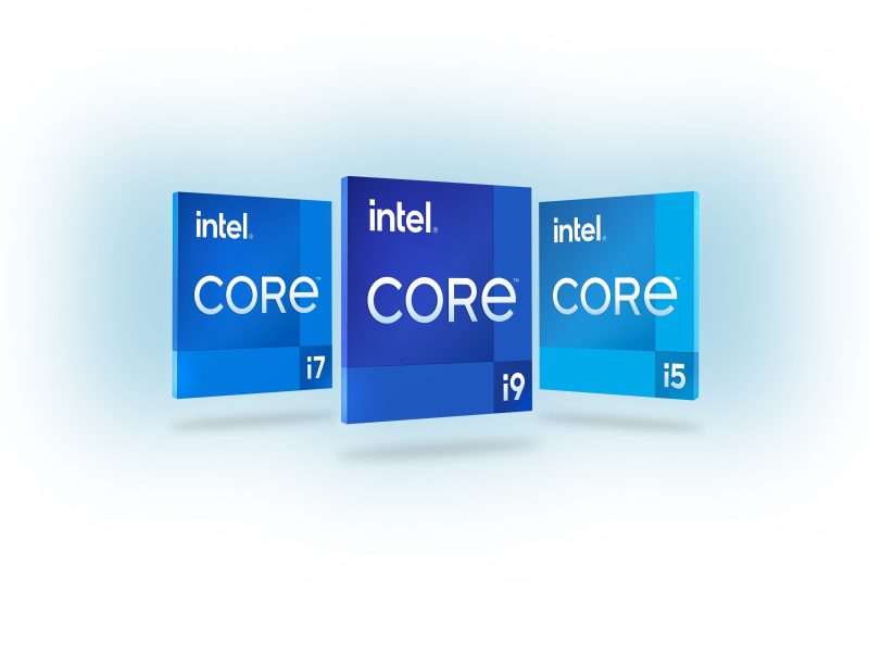 Intel Core i5, i7 és i9 asztali processzorokat jelölő hivatalos Intel termékkép.
