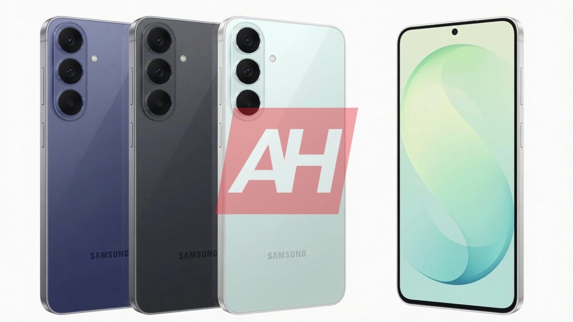 Kiszivárgott Samsung Galaxy S26 FE-render három hátlapi kamerával és több színváltozattal.