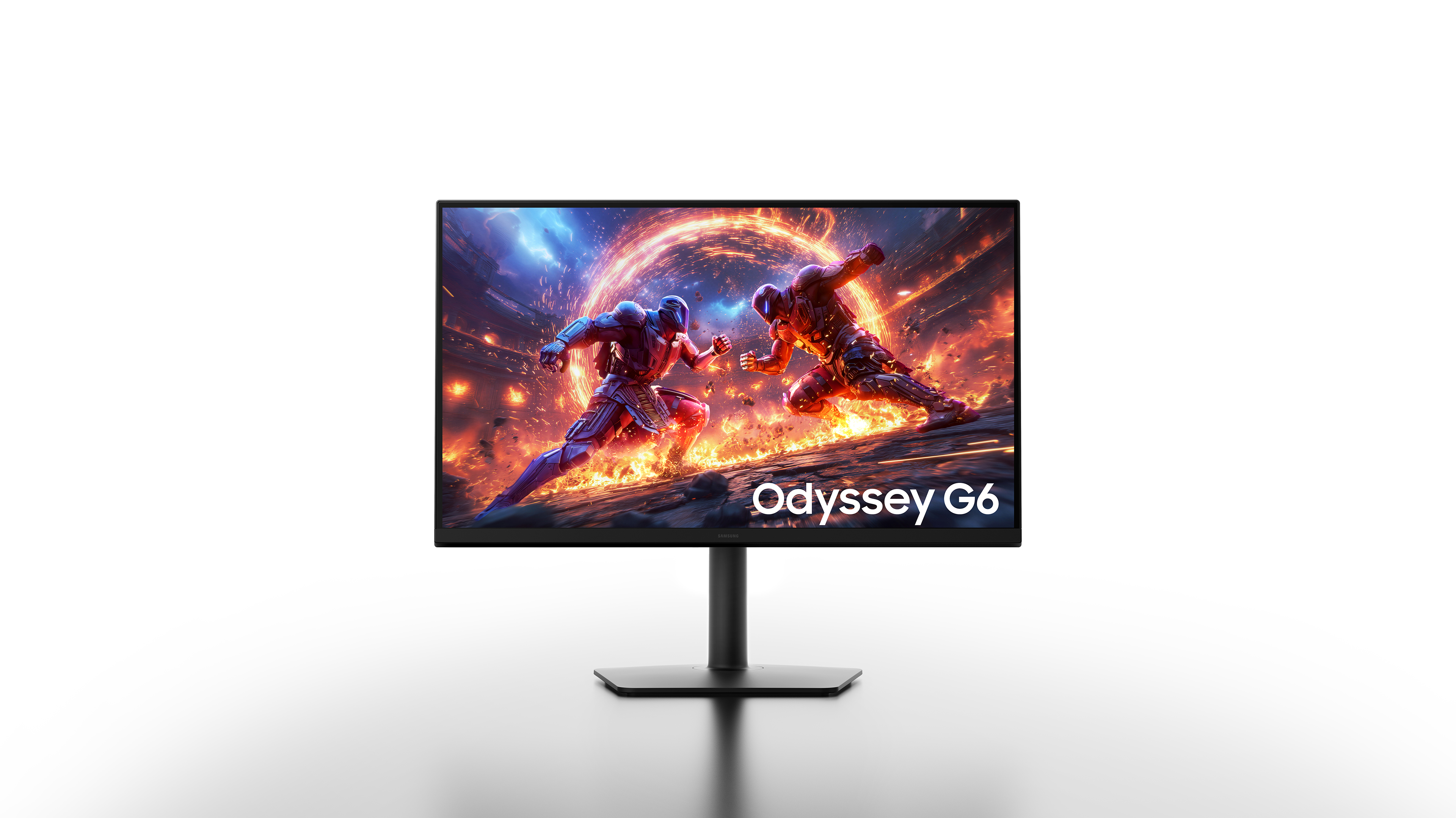 A 27 colos Samsung Odyssey G6 esportmonitor hivatalos elölnézeti termékképe.