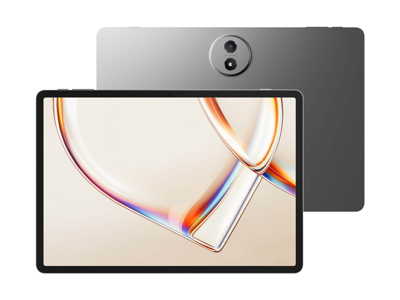 TCL Tab A1 Plus NXTPaper táblagép elöl- és hátulnézetben, szürke fémházzal.